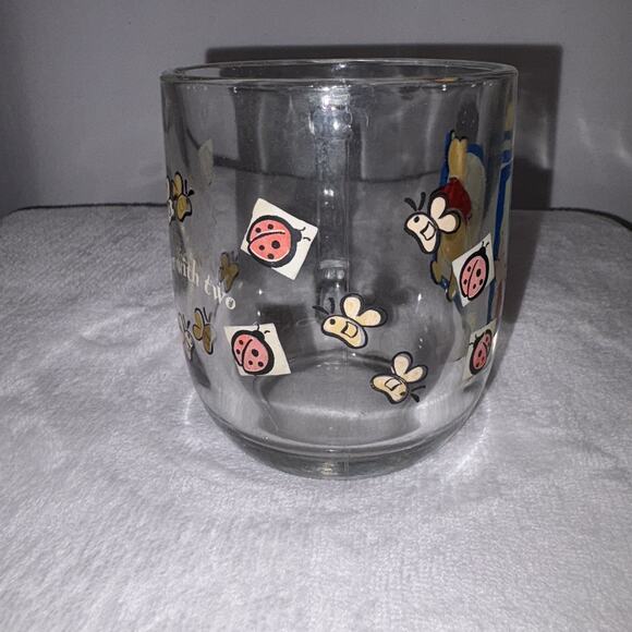 Disney Winnie The Pooh & Piglet Coffee Tea Glass Mug Cup Made In USA HTF - Picture 2 of 5